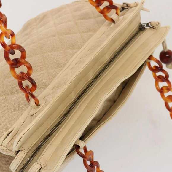 CHANEL Tote Bag Canvas Beige CC Auth 69969 - Picture 7 of 16